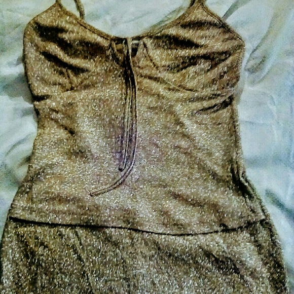 Twin summer evening shirt & skirt set in gold - Picture 5 of 8